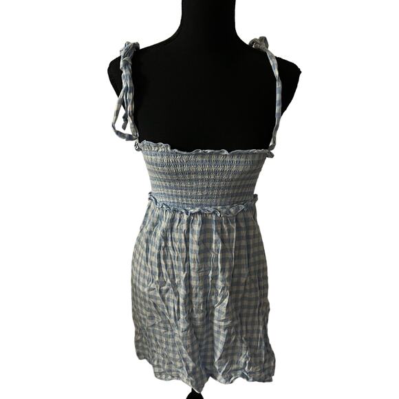Reformation Dawson Gingham Short Mini Dress XS Women’s Blue - Picture 1 of 6